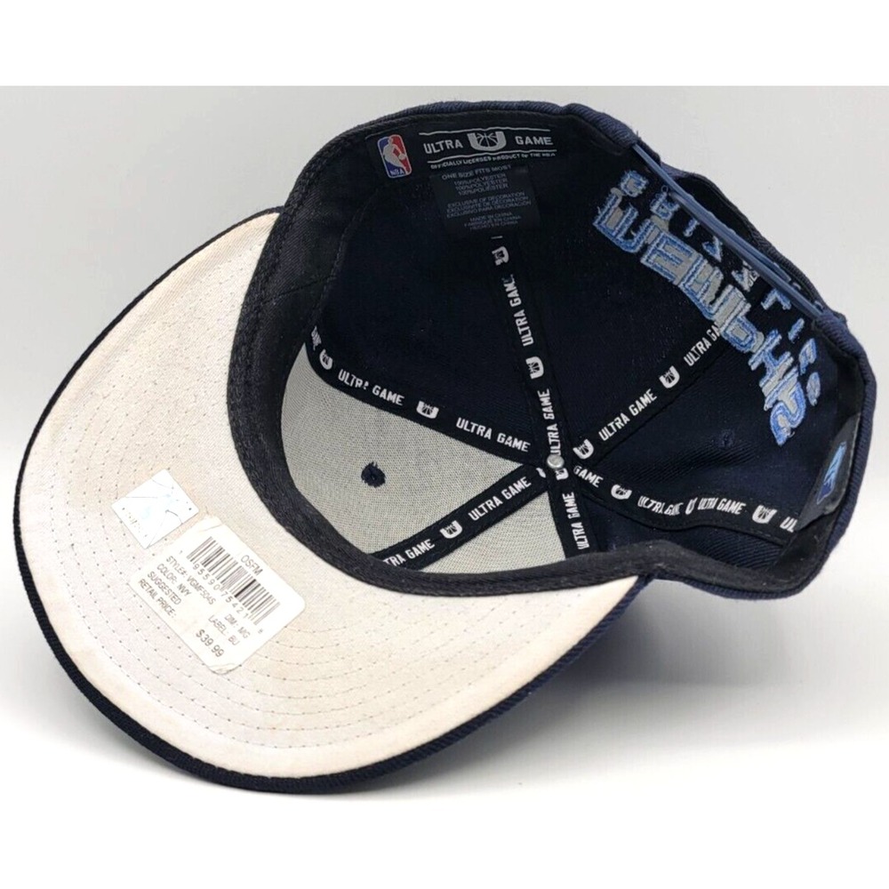 MEMPHIS GRIZZLIES HAT CAP SNAP BACK ULTRA GAME NBA BLUE BEAR LOGO ONE SIZE MENS - Picture 5 of 6